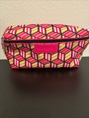 Clinique Pink and Orange Geometric Cosmetic Pouch